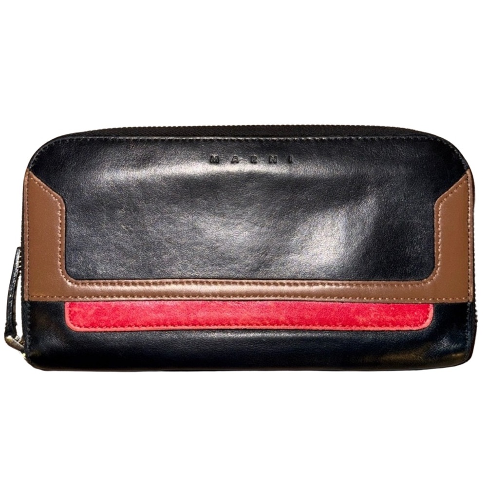Marni Luxury Leather Colorblock Long Zippy Wallet